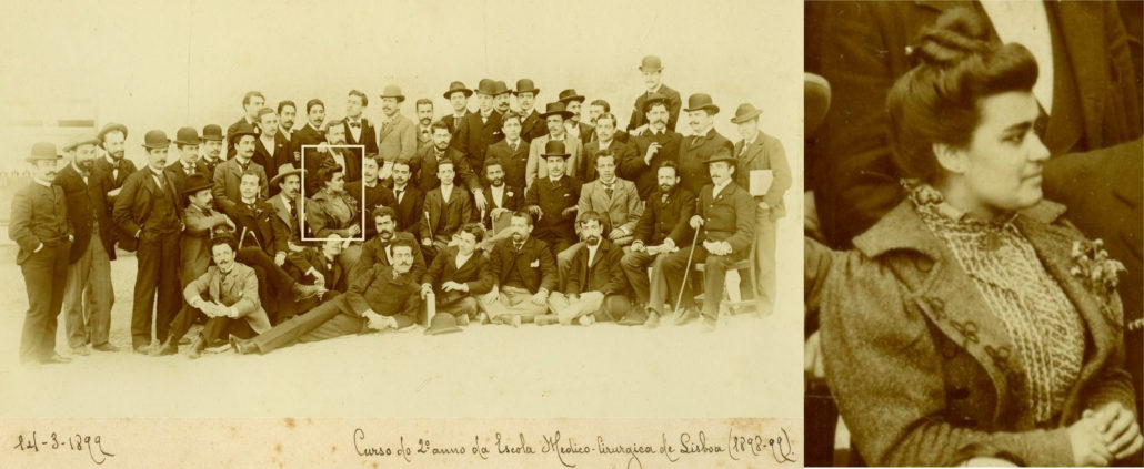Curso do 2º ano da Escola Medico-Cirúrgica de Lisboa (1899). Carolina Beatriz Ângelo